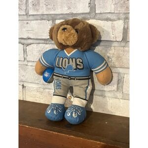 NFL Detroit Lions Good Stuff Plush Teddy Bear with Football‎ Vintage 1990s